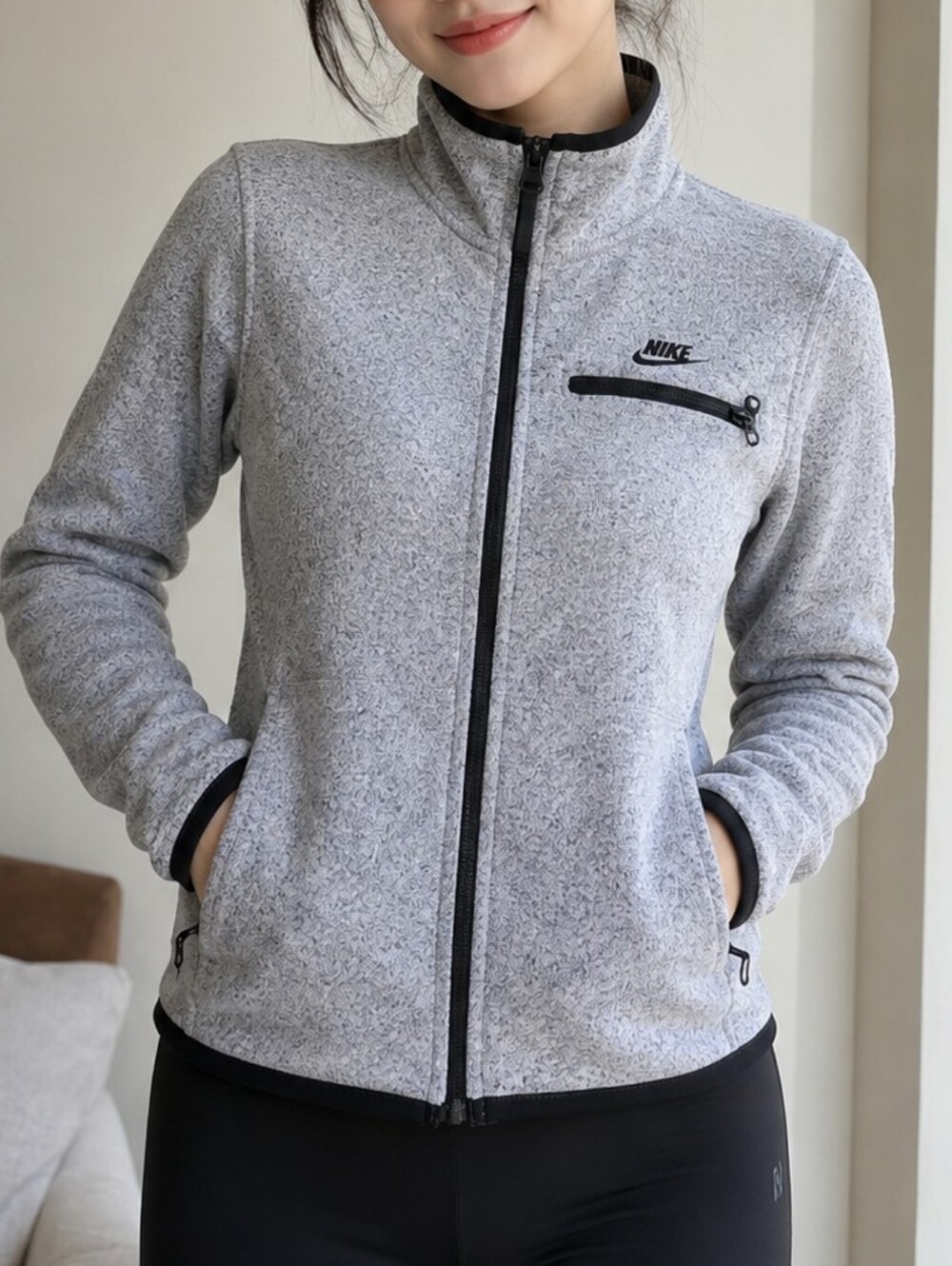 Nike Sportswear Women's Gray Full Zip Fleece Sweatshirt Summit Jacket Size Small